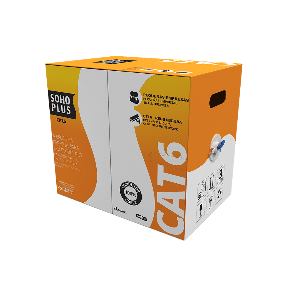 CABO REDE LAN FURUKAWA SOHOPLUS CAT6 U/UTP CMX VERMELHO CLARO CERTIFICADO CX 305M 23400207