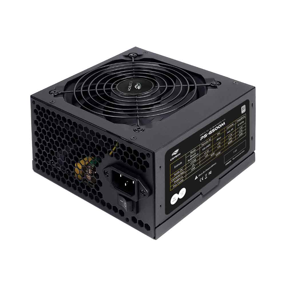 FONTE DE ALIMENTAÇÃO C3TECH 500WTS 80 PLUS WHITE PS-G500 PRETO