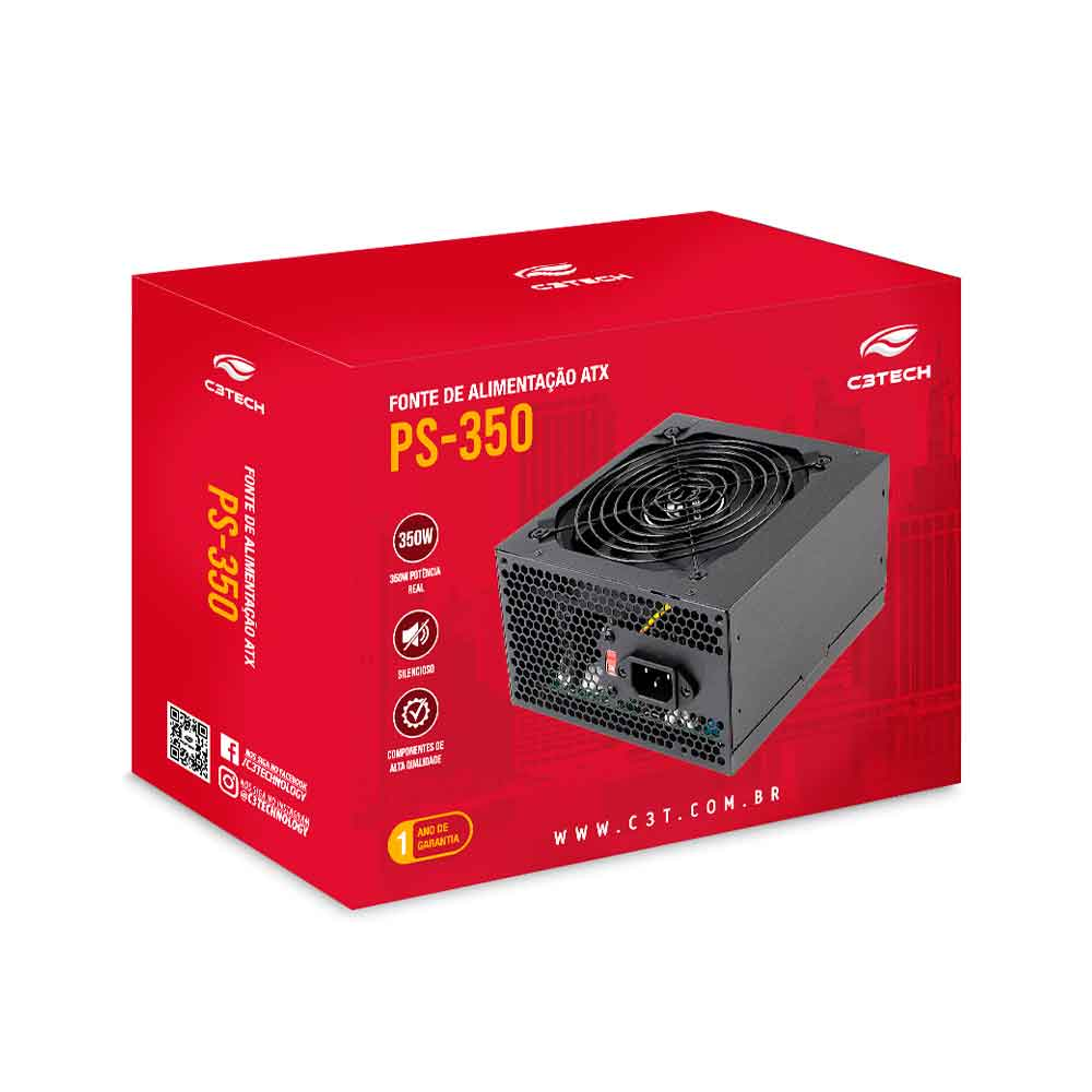 FONTE DE ALIMENTAÇÃO C3TECH 350WTS PS-350BK PRETO