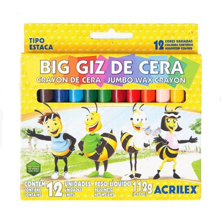 Giz De Cera Big Acrilex 12 Cores