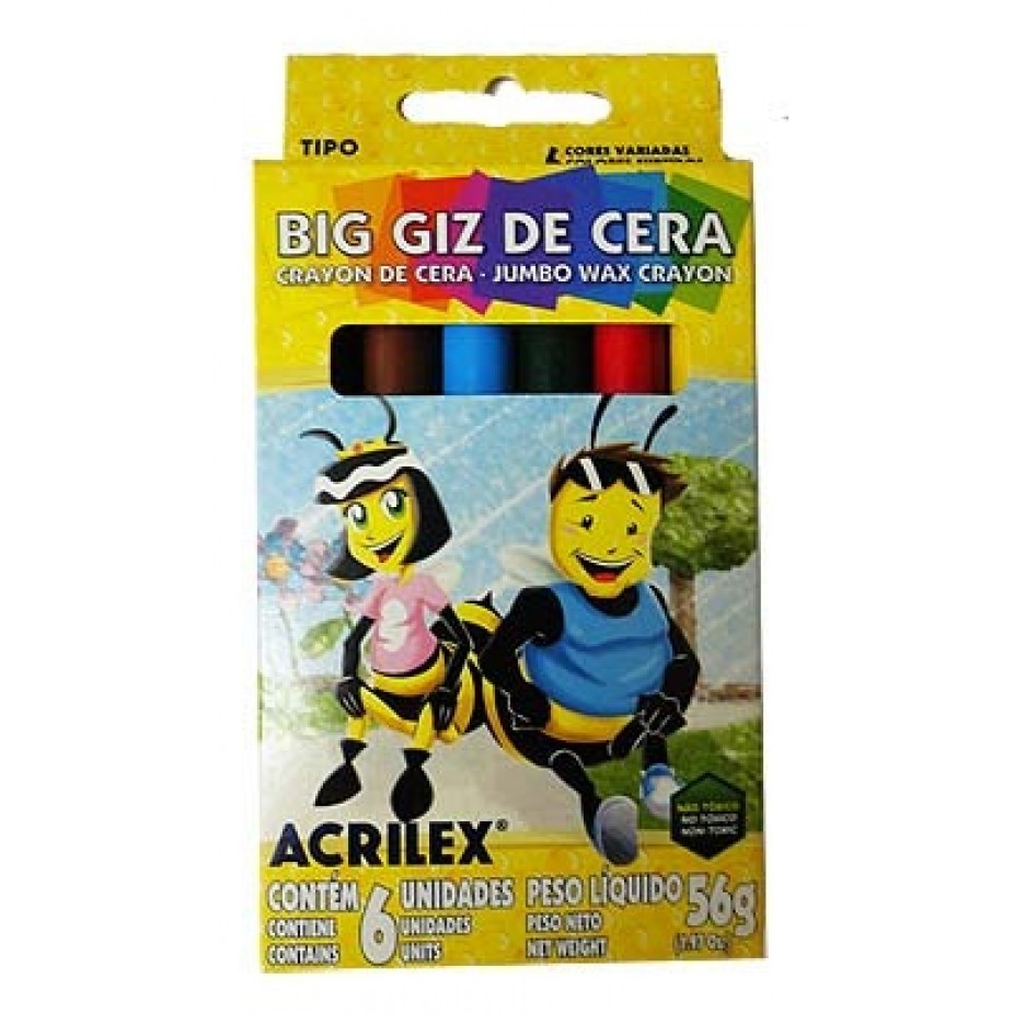 Giz De Cera Big Acrilex 6 Cores