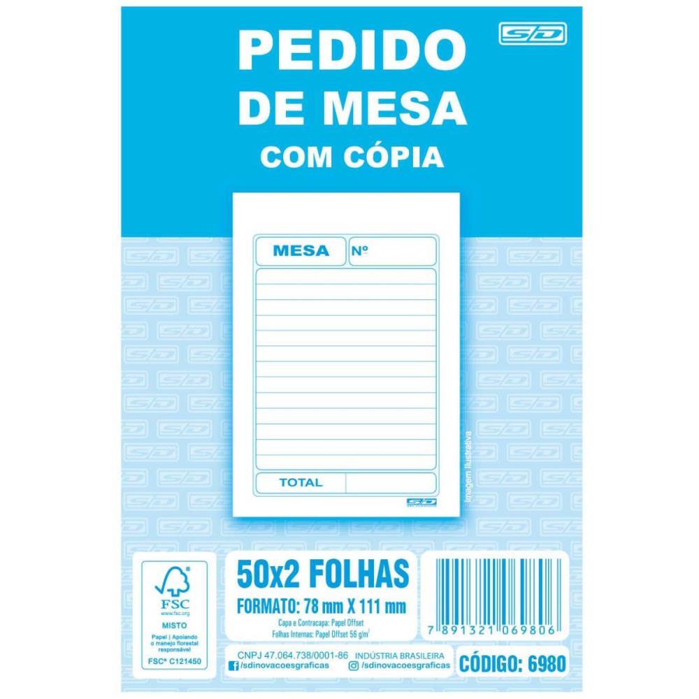 IMPRESSO TALAO DE PEDIDO MESA 2 VIAS 50 FOLHAS SD INOVACOES PCT.C/20