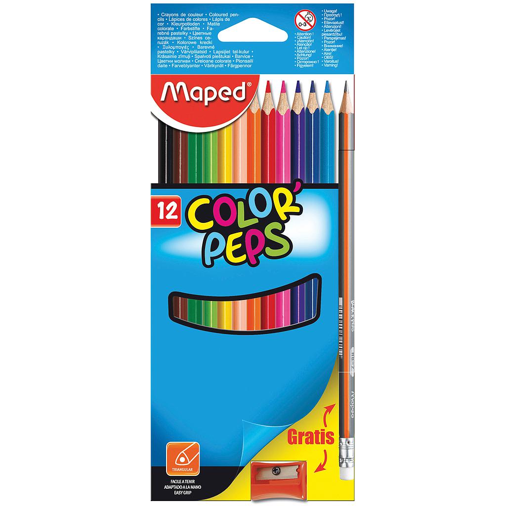 Lápis De Cor Maped Color Peps C/12 Cor G. Grátis Apon. E Lápis Hb