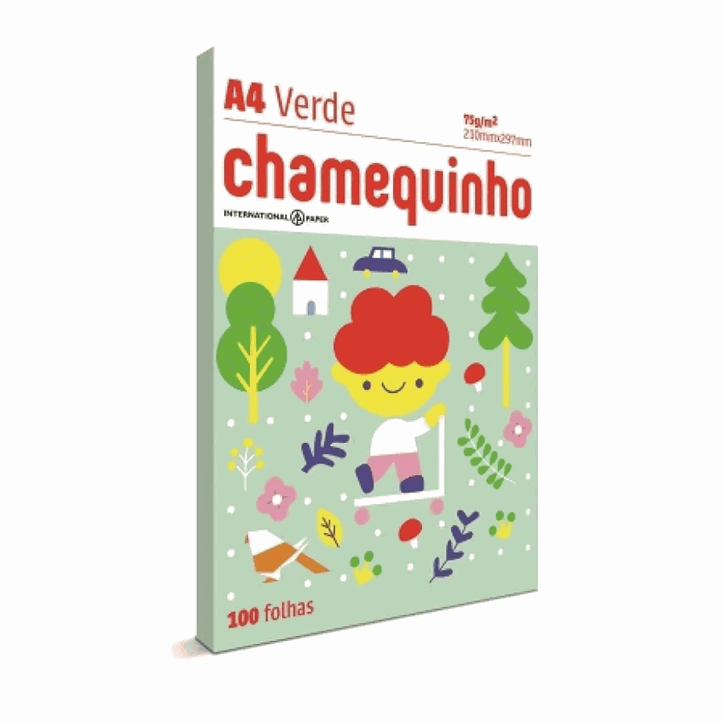 PAPEL SULFITE CHAMEQUINHO A4 VERDE 75G COM 100 FOLHAS