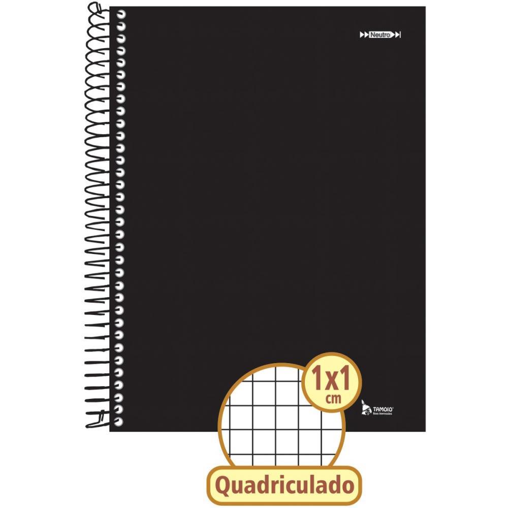 CADERNO QUADRICULADO UNIVERS. 1X1CM 96F ESPIRAL PRETO CD TAMOIO PCT.C/04