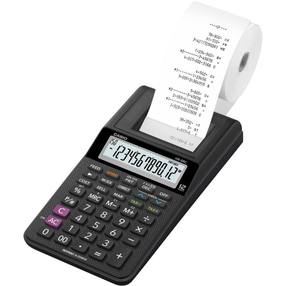 CALCULADORA DE IMPRESSAO 12 DIG. DISP.LCD PRETA C/FONTE CASIO UNIDADE