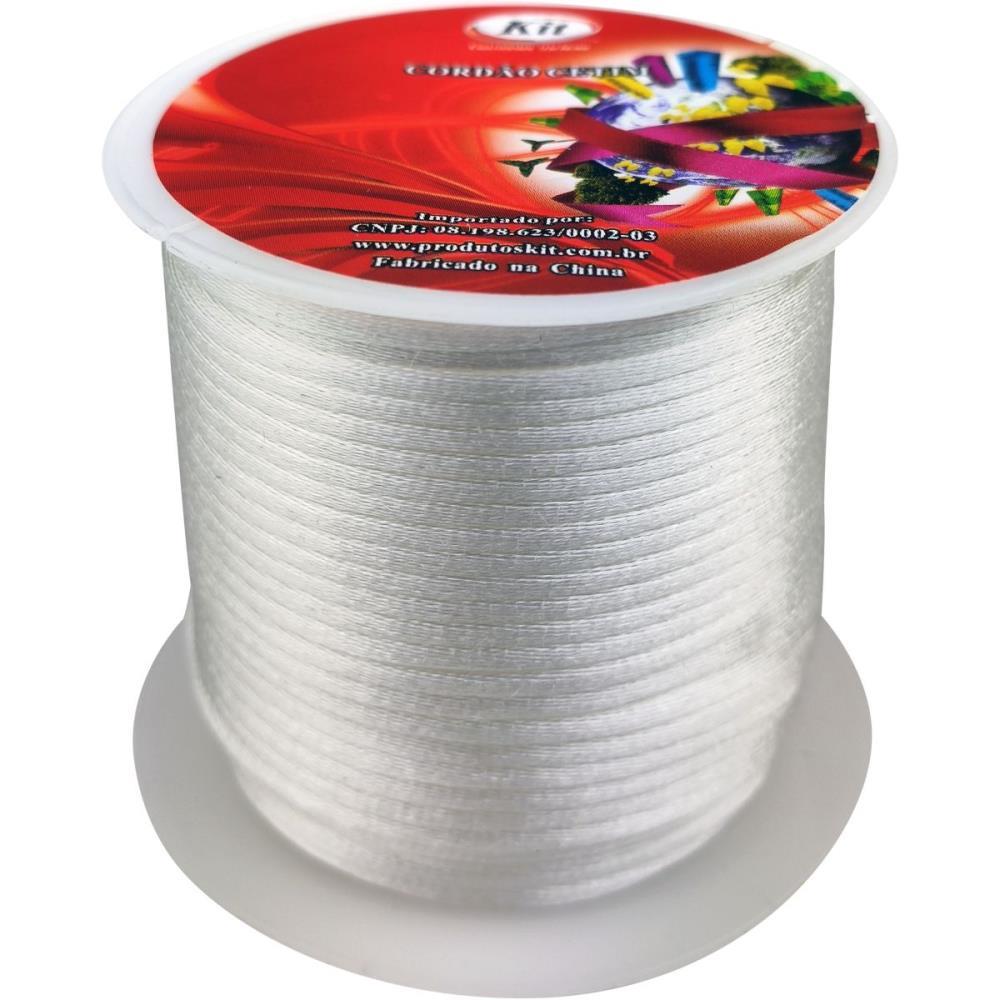 CORDAO CETIM 1MM BRANCO C/20M. KIT ROLO