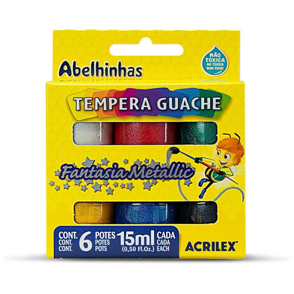 TINTA GUACHE 015ML 06 CORES FANTASIA METALLIC ACRILEX PCT.C/06