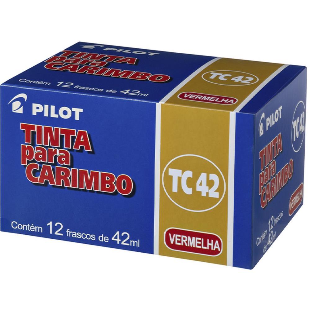 TINTA PARA CARIMBO 42ML VERMELHA PILOT CX.C/12