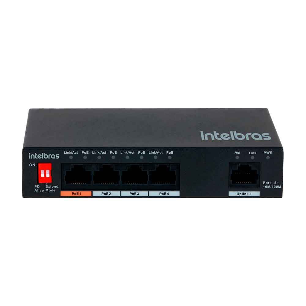 SWITCH INTELBRAS SF 500 HI-POE 5 PORTAS FAST ETHERNET COM 4 PORTAS POE+ - 4760069