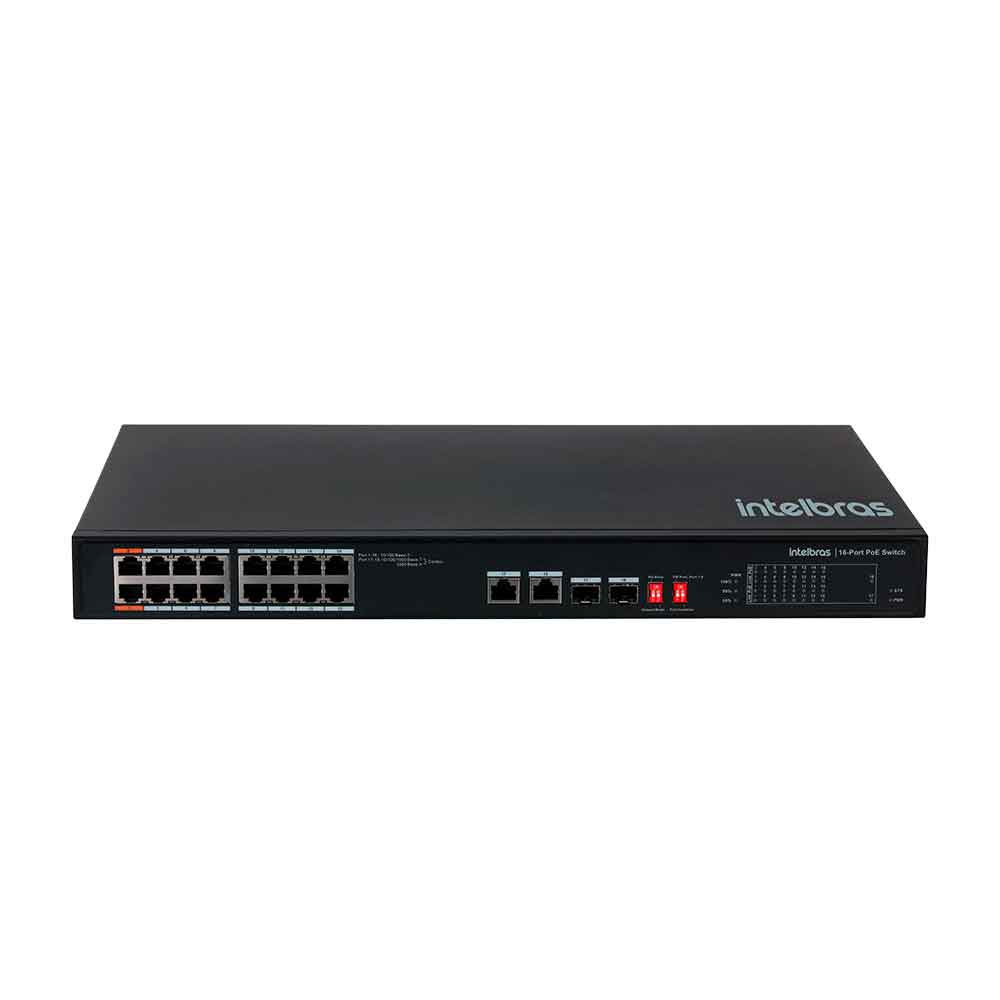 SWITCH INTELBRAS SF 1822 HI-POE 16 PORTAS FAST ETHERNET+ 2 PORTAS GIGABIT+ 2 SFP COMBO - 4760059