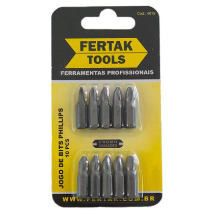 BITS PARA FURADEIRA FERTAK 10 PECAS PHILLIPS