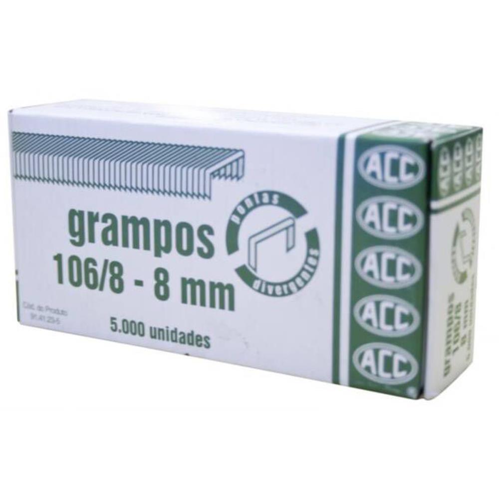 GRAMPO PARA GRAMPEADOR 106/8 GALVANIZADO 5000 GRAMPOS ACC CAIXA