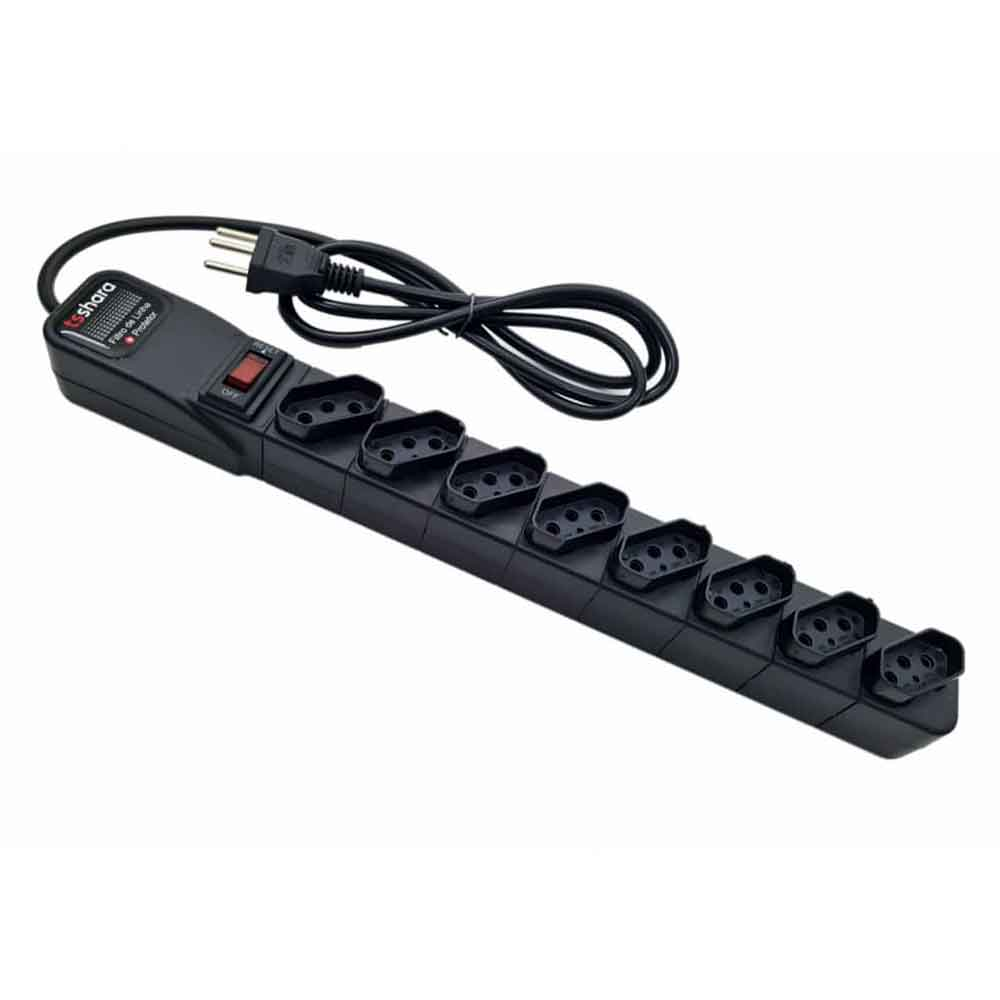 FILTRO DE LINHA TS SHARA + PROTETOR 8 TOMADAS BIVOLT CABO 1,5M PRETO - 556