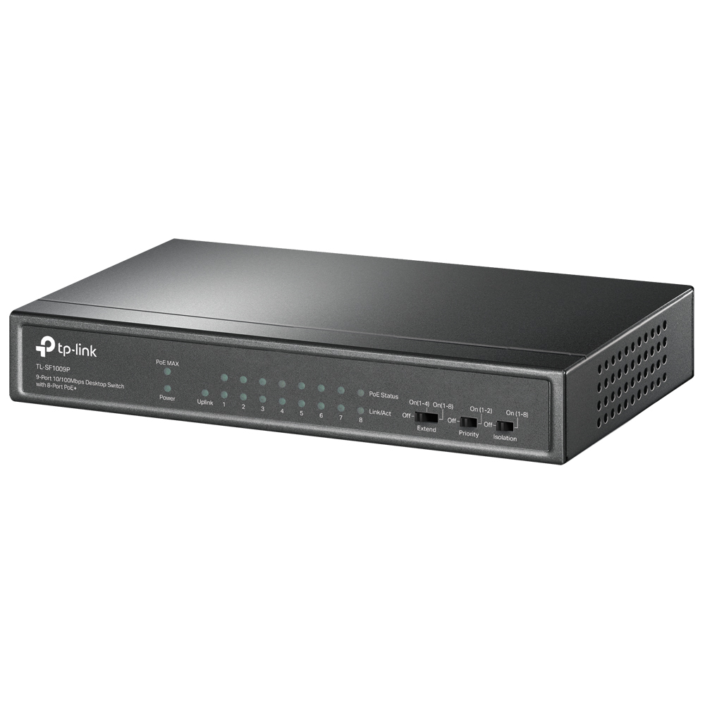 SWITCH 9 PORTAS 10/100 TP-LINK TL-SF1009P DE MESA FAST ETHERNET (8 PORTAS POE)