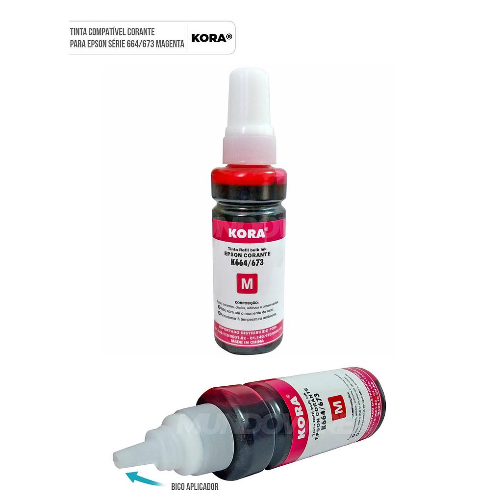 REFIL DE TINTA CORANTE KORA EPSON T664673 L110 L200 L355 L495 L8000 L800 L810 MAGENTA 70ML