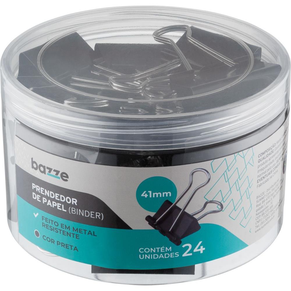 PRENDEDOR DE PAPEL BAZZE BINDER 41MM PRETO SUMMIT POTE-24