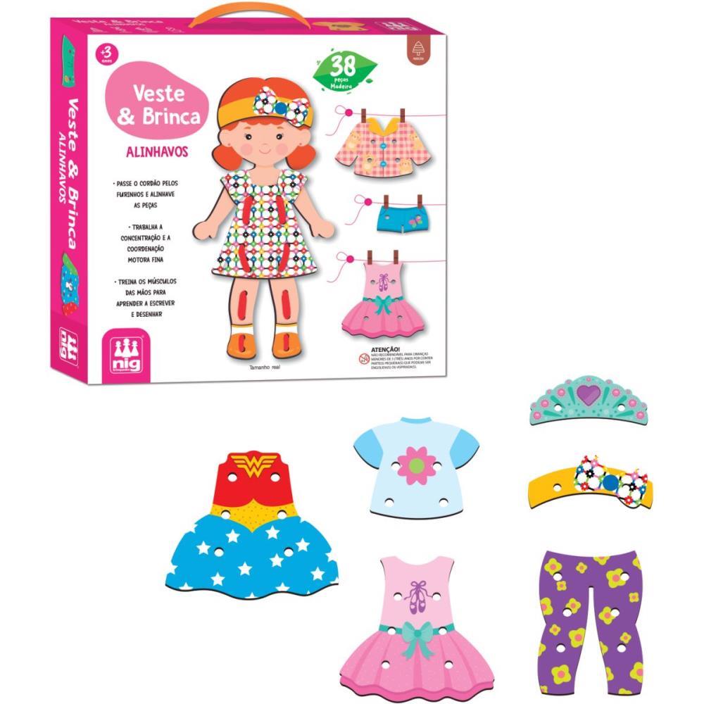 BRINQUEDO EDUCATIVO ALINHAVO VESTE E BRINCA MADEIR NIG BRINQUEDOS UNIDADE