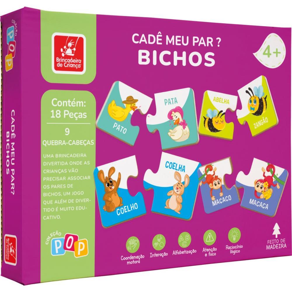 QUEBRA-CABECA MADEIRA CADE MEU PAR? BICHOS 18PCS BRINC. DE CRIANCA UNIDADE
