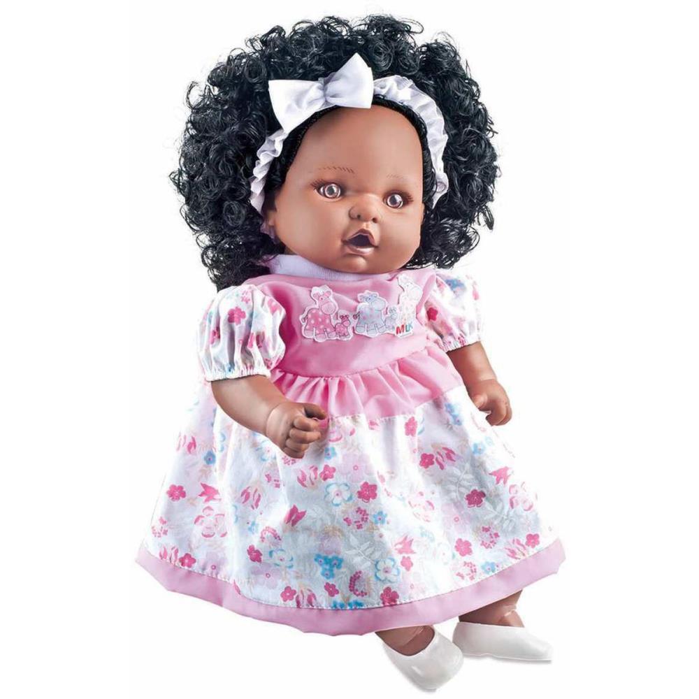 BONECA COM MECANISMO ANGELINA NEGRA 62 FRASES 48CM MILK UNIDADE