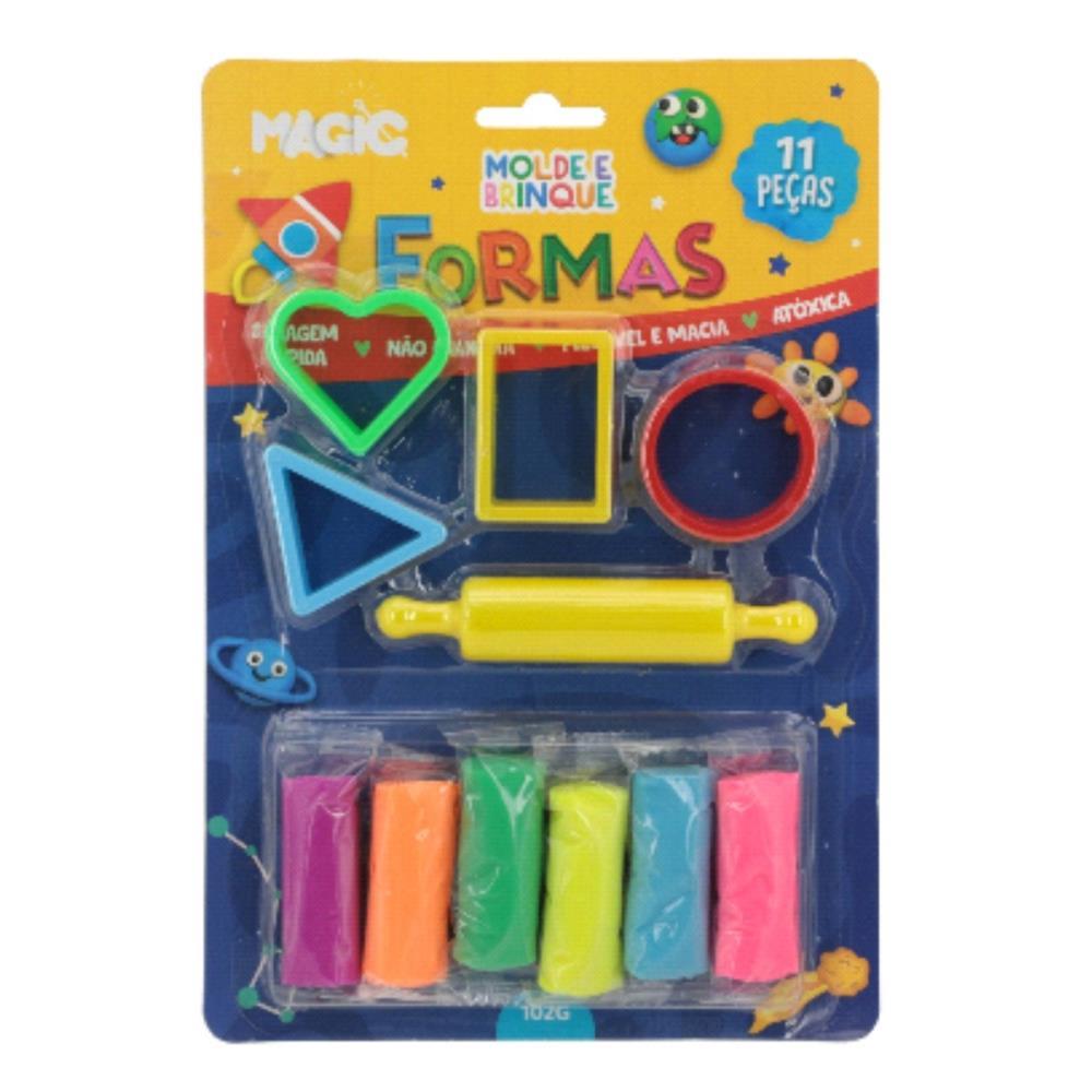 MASSA PARA MODELAR CRIATIVA FORMAS 11PCS MOLDE E BRINQUE MAGIC KIDS UNIDADE