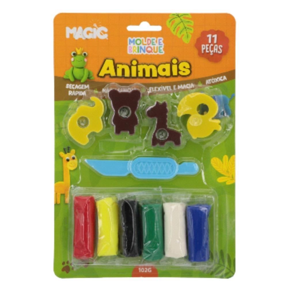 MASSA PARA MODELAR CRIATIVA ANIMAIS 11PCS MOLDE E BRINQUE MAGIC KIDS UNIDADE
