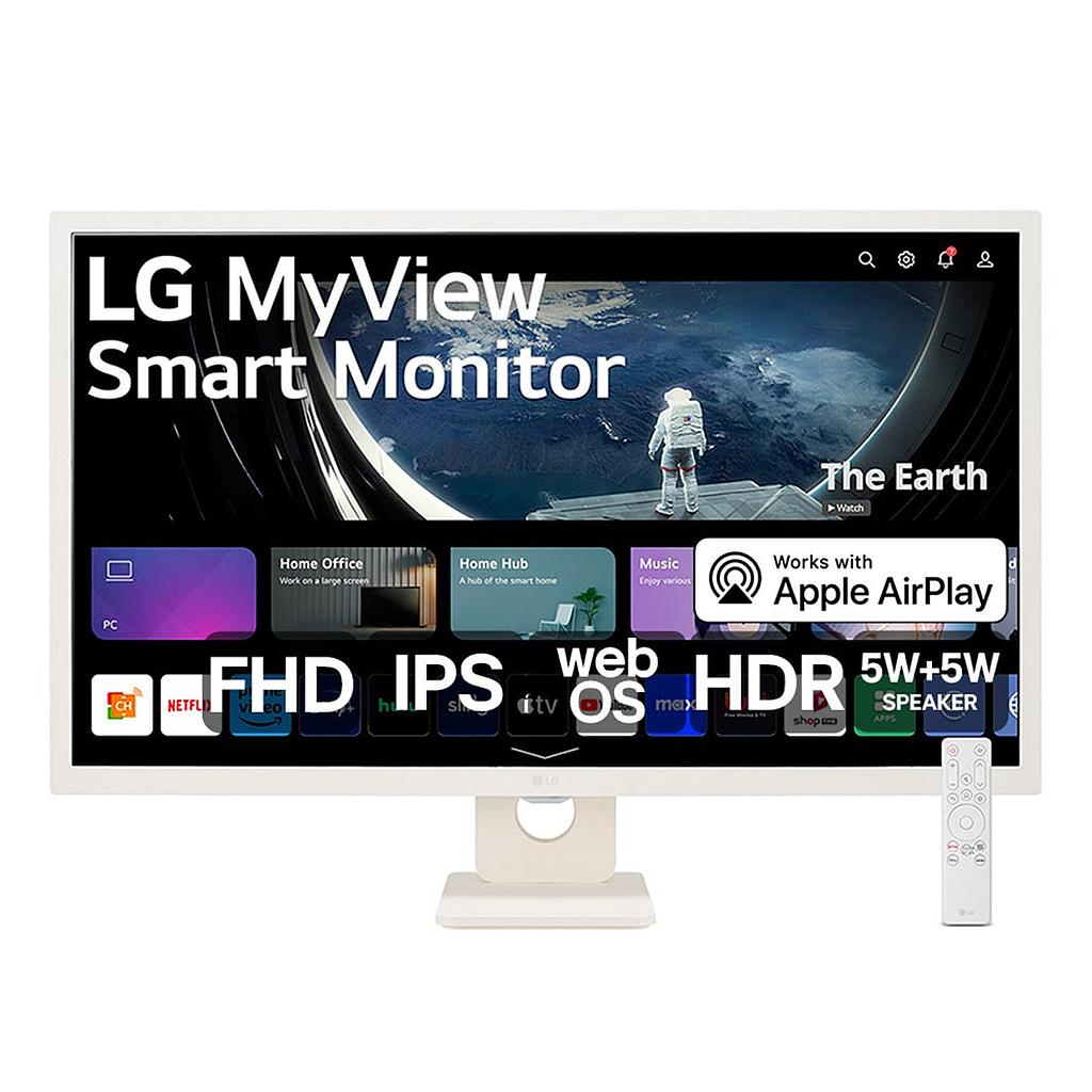 MONITOR LG SMART BRANCO 32" IPS FHD 32SR50F-W.AWZM