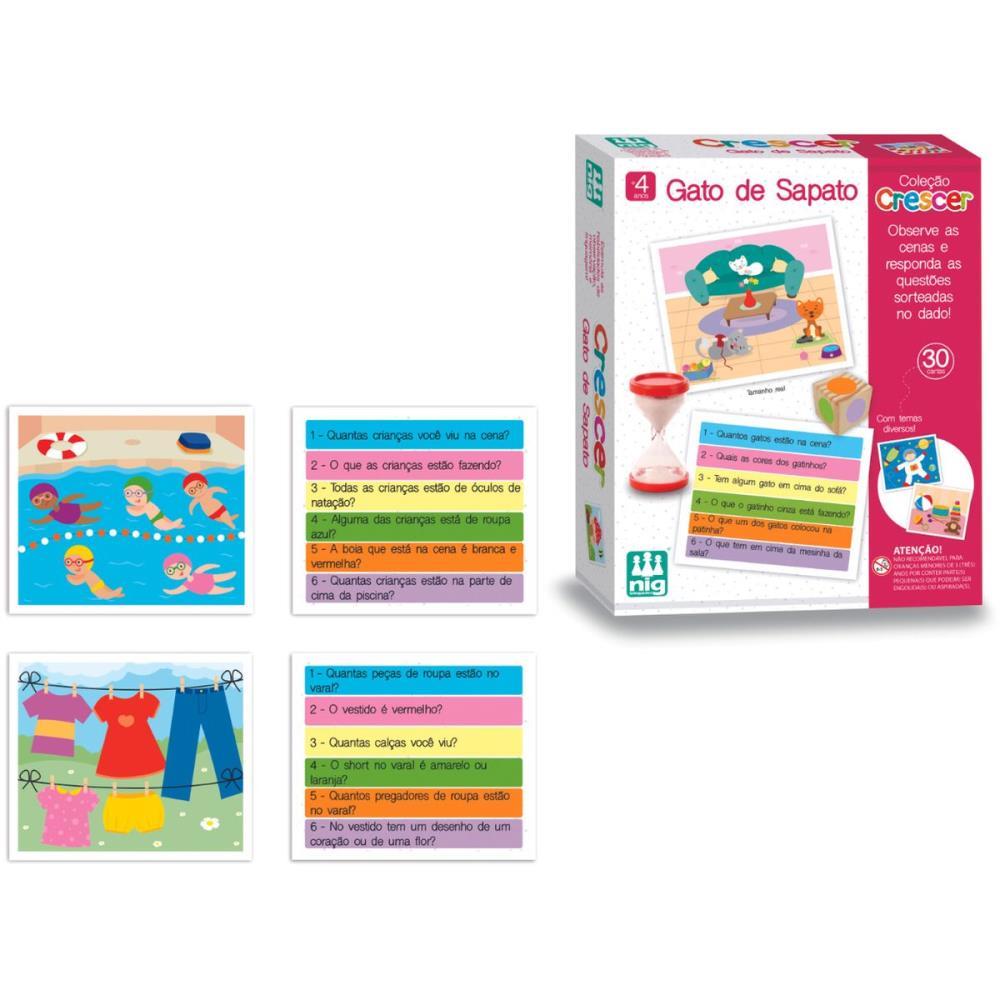 BRINQUEDO EDUCATIVO GATO DE SAPATO 30CARTAS NIG BRINQUEDOS UNIDADE