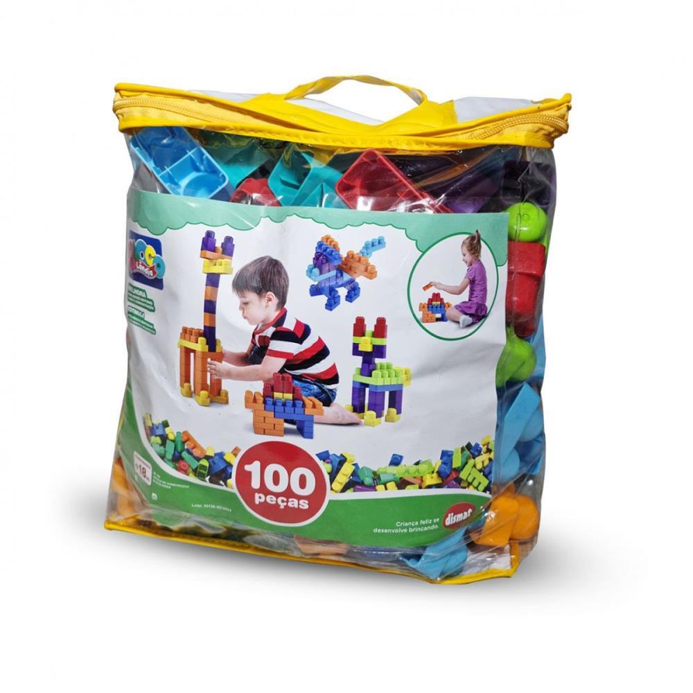 BRINQUEDO PARA MONTAR SACOLA BLOCOLANDIA 100 PCS DISMAT UNIDADE