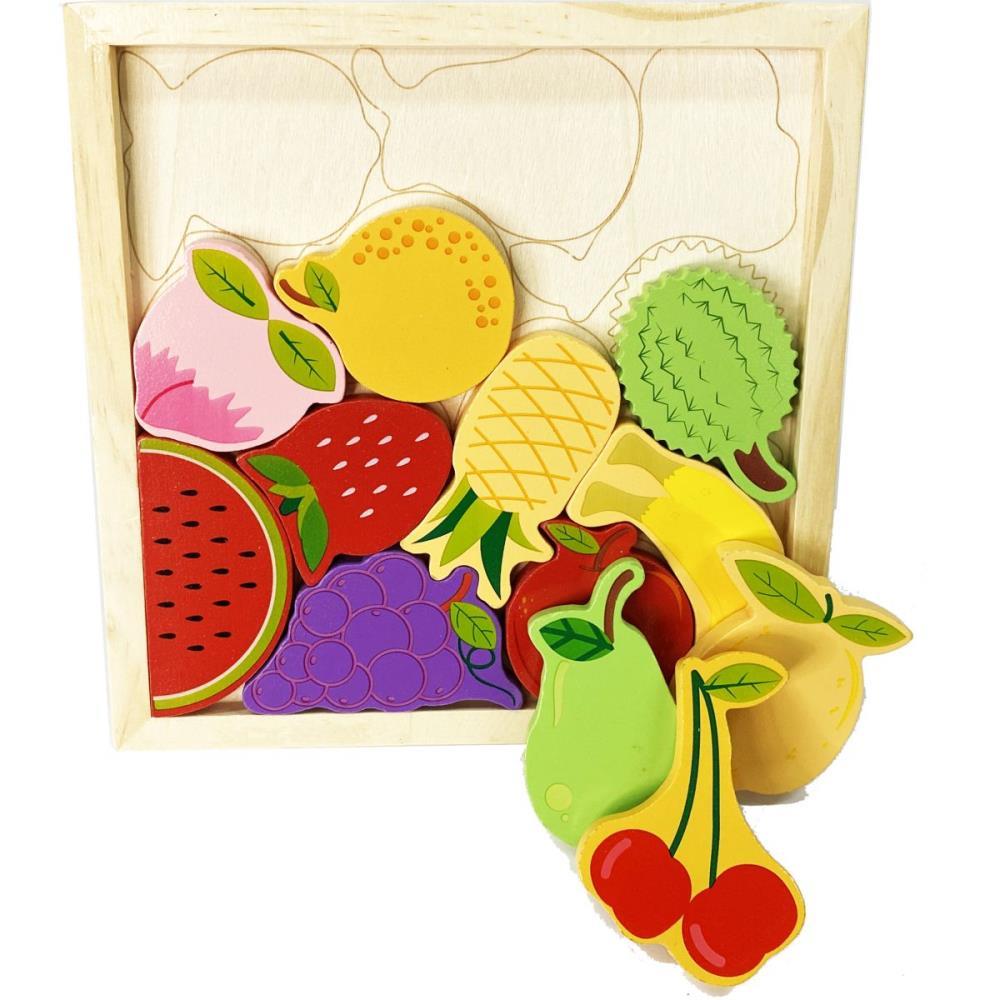 BRINQUEDO PEDAGOGICO MADEIRA COLECIONE E ENCAIXE FRUTAS TOY MIX UNIDADE