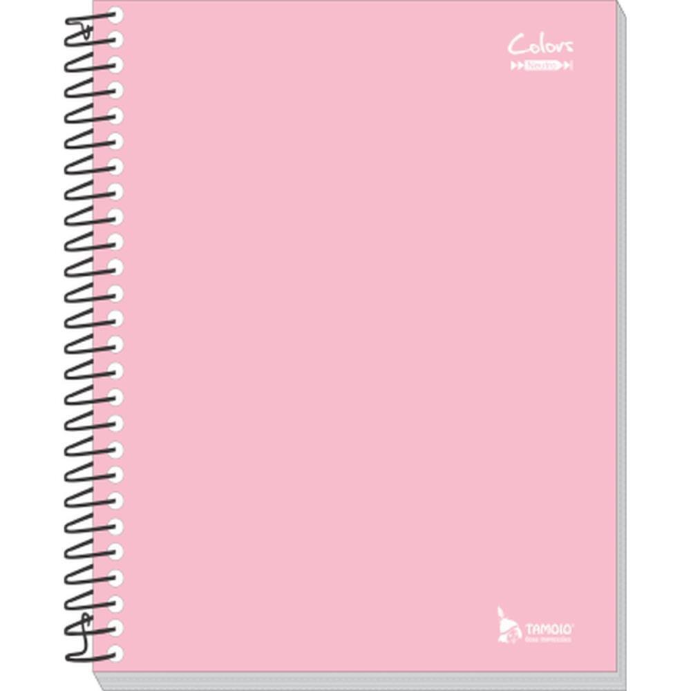 CADERNO ESPIRAL 1/4 CAPA DURA NEUTRO ROSA 200 FOLHAS TAMOIO PCT.C/05