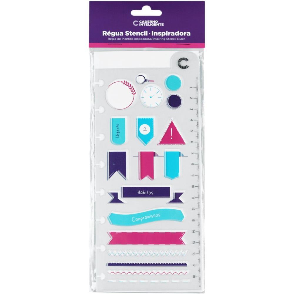 CADERNO INTELIGENTE REGUA STENCIL INSPIRADORA 19CM CADERNO INTELIGENTE UNIDADE