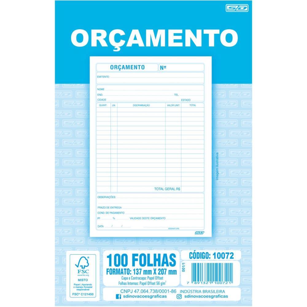 IMPRESSO ADMINISTRATIVO ORCAMENTO 100 FOLHAS 137X207MM SD INOVACOES PCT.C/10