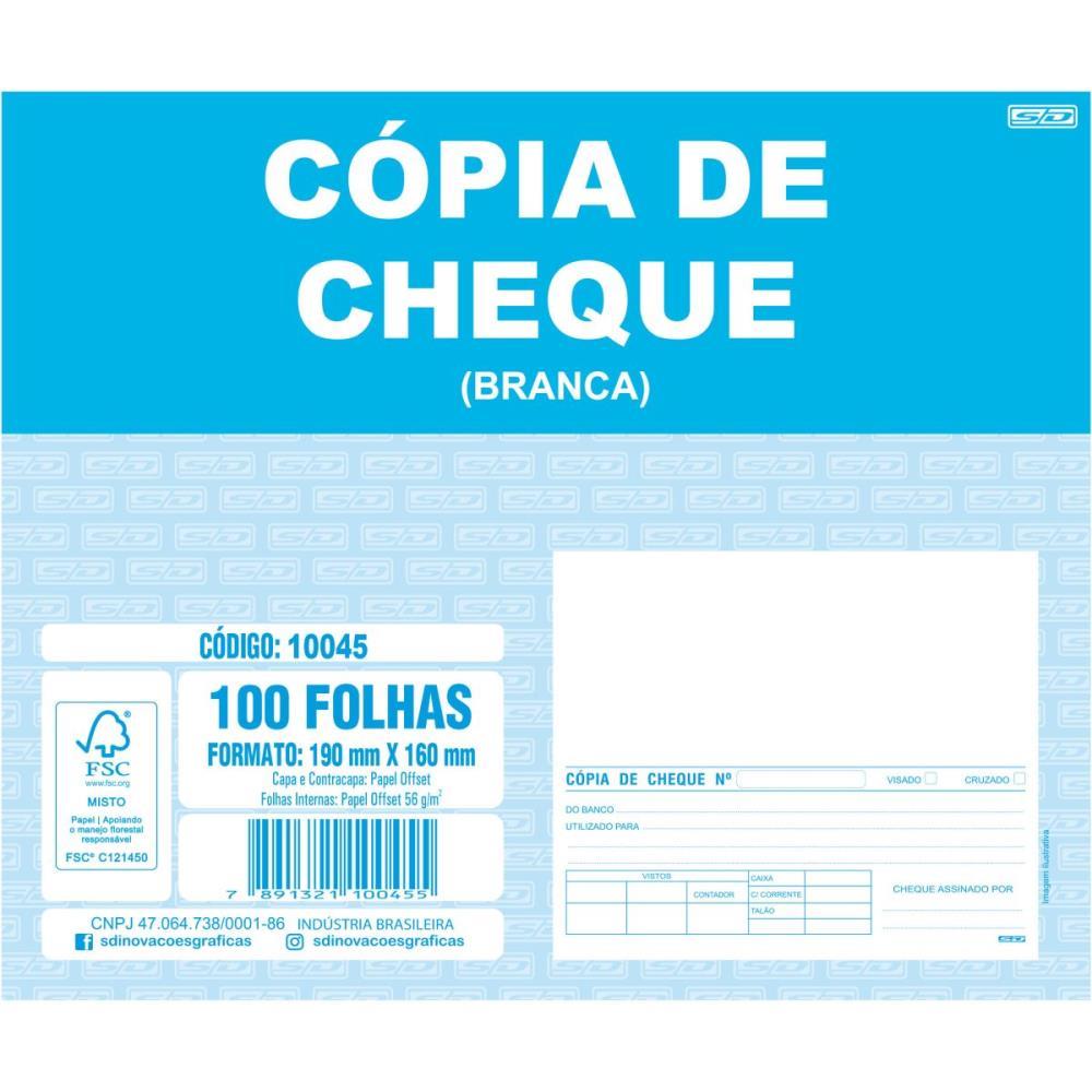 IMPRESSO COPIA DE CHEQUE BRANCO 100 FOLHAS 160X190MM SD INOVACOES PCT.C/10