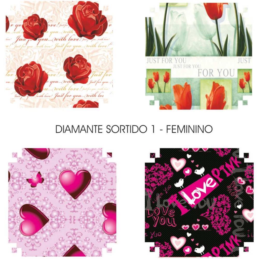 PAPEL PRESENTE 50X60CM COUCHE LINHA DIAMANTE FEMININO 4MOD. V.M.P. PCT.C/40