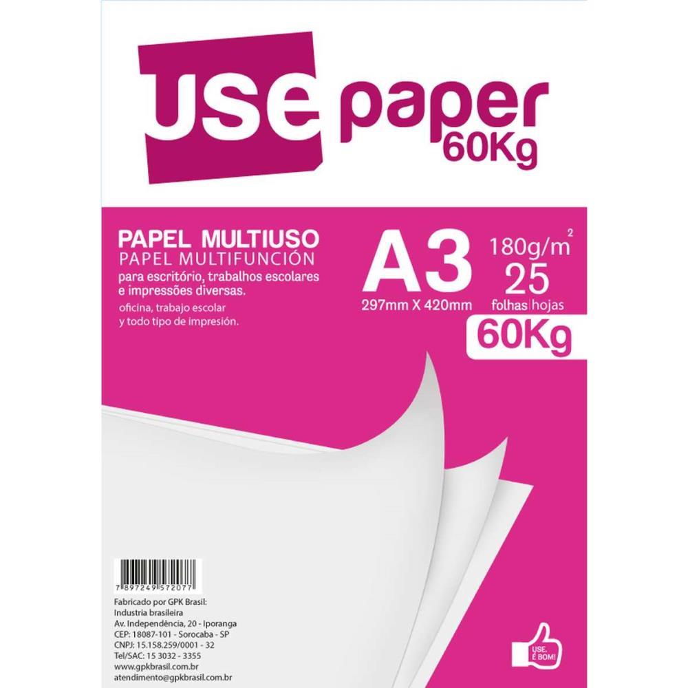 PAPEL SULFITE A3 60 KILOS BRANCO 180G ROMITEC PCT.C/25