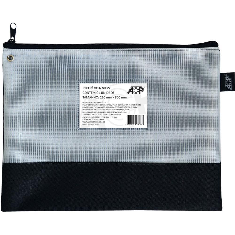 PASTA MALOTE NYLON C/ZIPER 22X30CM PT ACP PCT.C/05