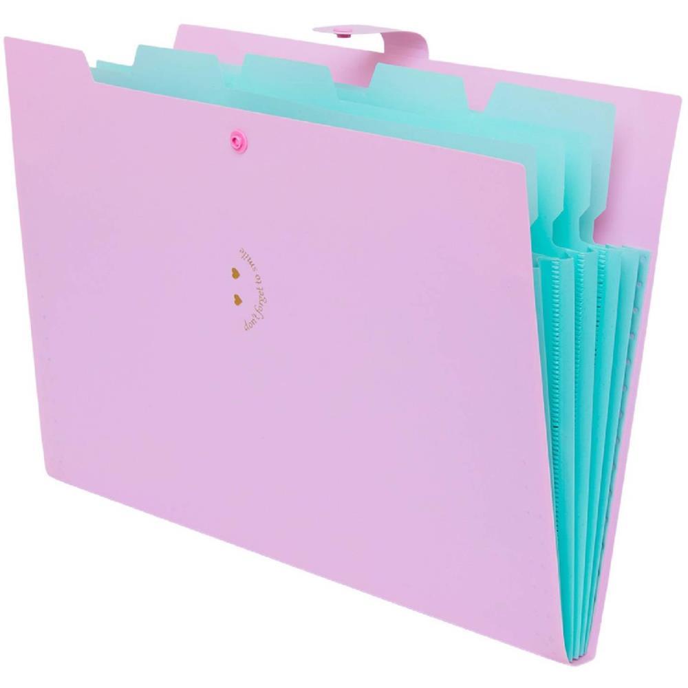 PASTA SANFONADA PLASTICA A4 5 DIVISOES ROSA PASTEL POLIBRAS UNIDADE