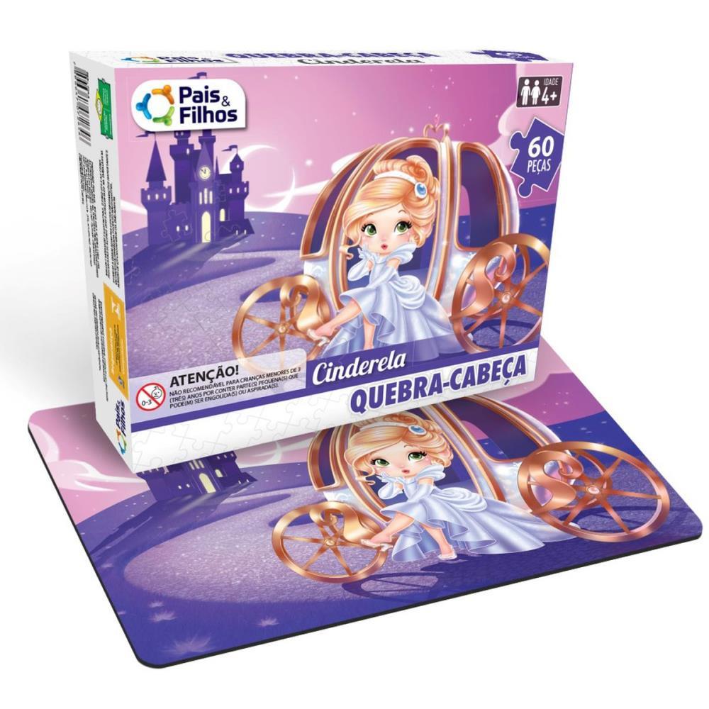QUEBRA-CABECA CARTONADO CINDERELA 60PCS PAIS E FILHOS UNIDADE