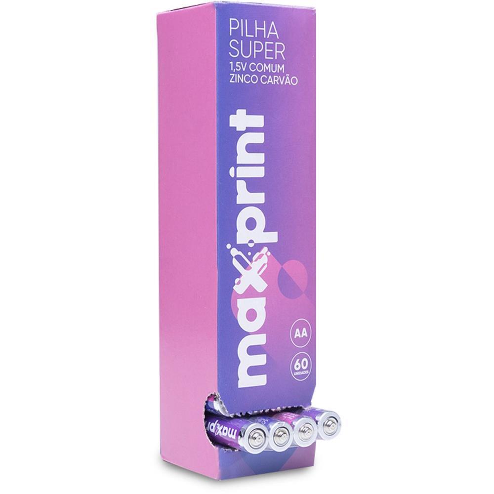 PILHA ZINCO SUPER AA MAX 1,5V 15PCTX4UN MAXPRINT TUBO