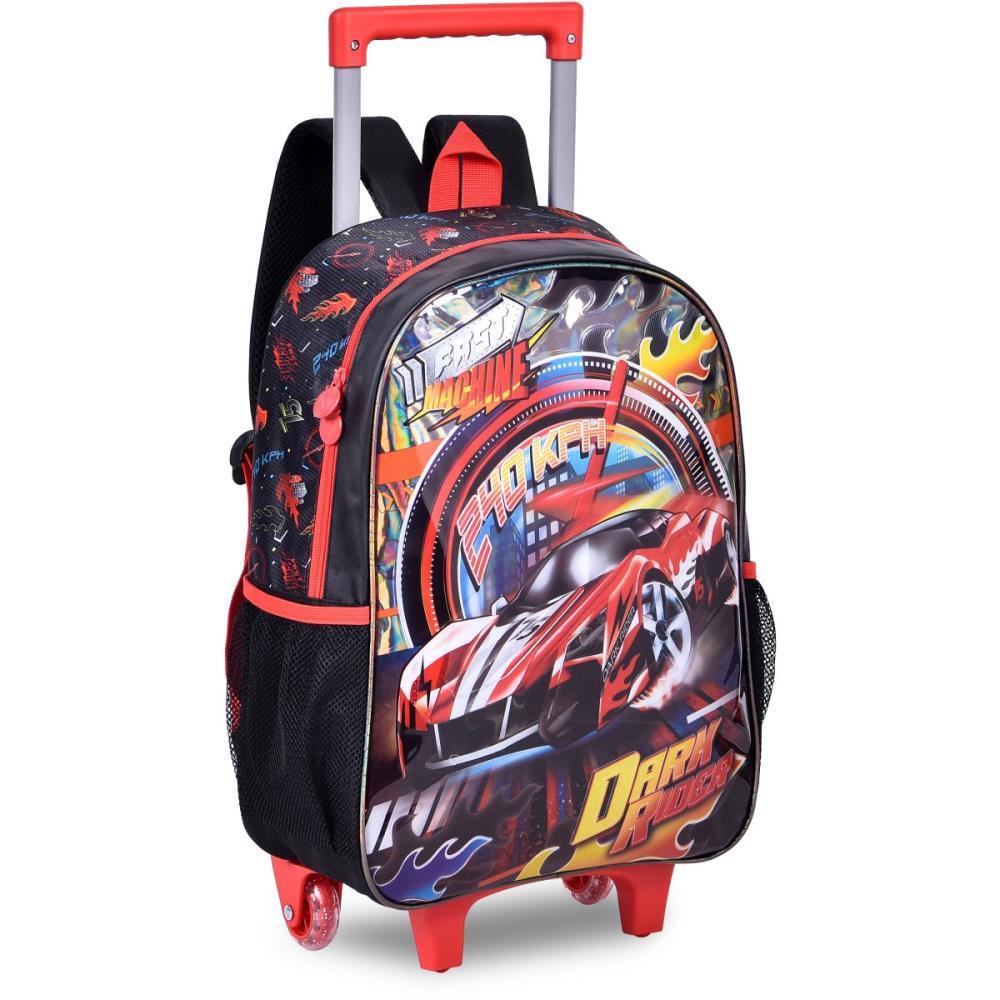 MOCHILA INFANTIL COM RODINHA FAST MACHINE G ESTOJO+LANCHEIR CLIO KIT