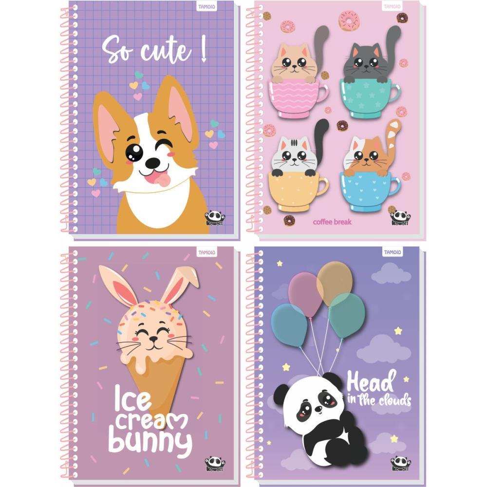 CADERNO 01X1 CAPA DURA KAWAII 80 FOLHAS TAMOIO UNIDADE