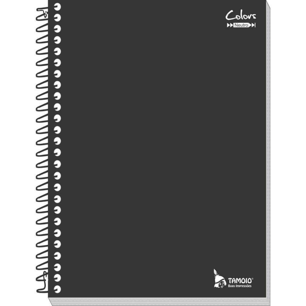 CADERNO ESPIRAL 1/4 CAPA DURA NEUTRO PRETO 96 FOLHAS TAMOIO UNIDADE