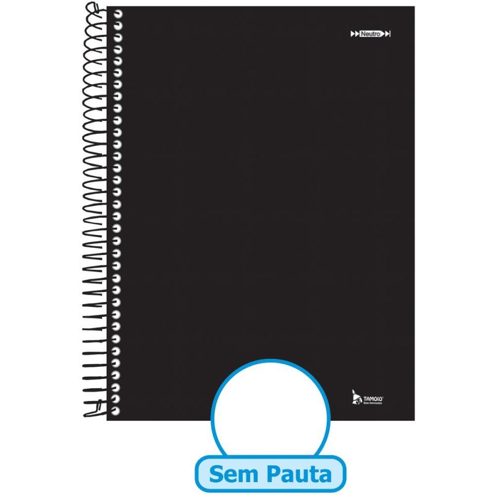 CADERNO ESPIRAL 1/4 CAPA DURA NEUTRO PRETO 96F SEM PAUTA TAMOIO UNIDADE