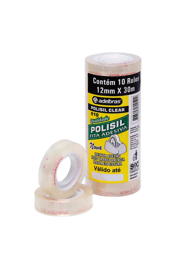 FITA ADESIVA ADELBRAS POLISIL CLEAR 12MM X 30M