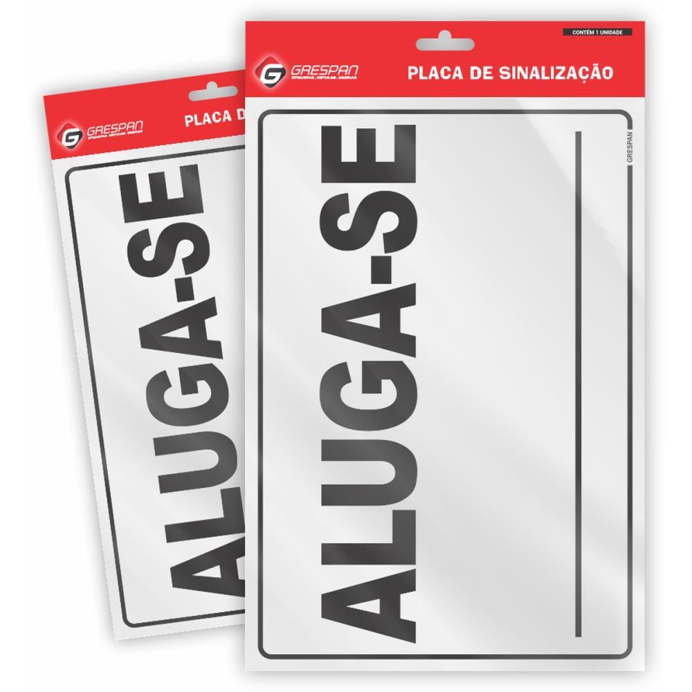 PLACA DE SINALIZACAO ALUGA-SE 20X30CM. GRESPAN UNIDADE