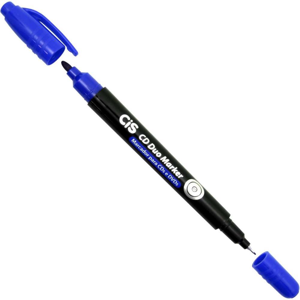 CANETA PARA CD 1.0MM CIS DUO MARKER 2PONTAS AZUL SERTIC UNIDADE