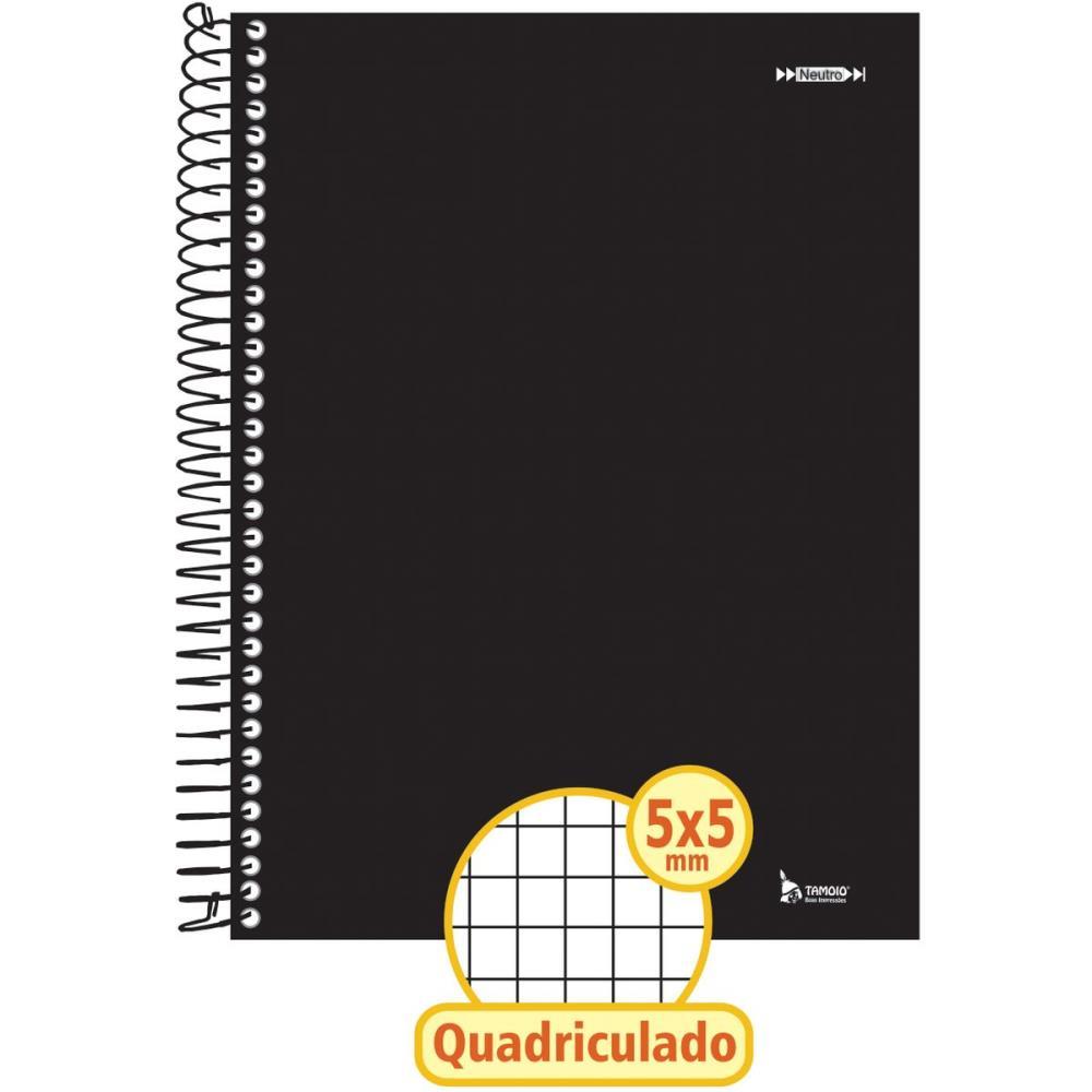 CADERNO QUADRICULADO UNIVERS. 5X5MM 96F ESPIRAL PRETO CD TAMOIO UNIDADE