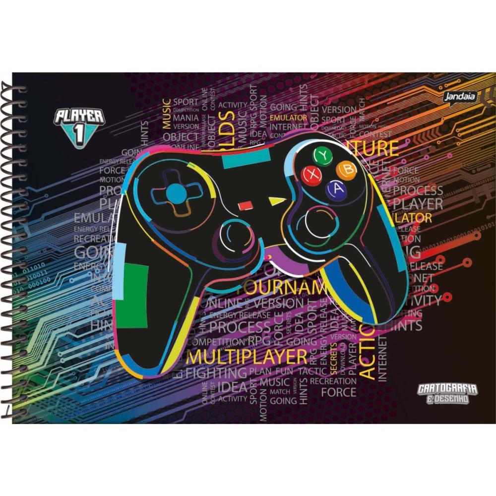 CADERNO DESENHO UNIV CAPA DURA PLAYER 1 80FLS. JANDAIA UNIDADE