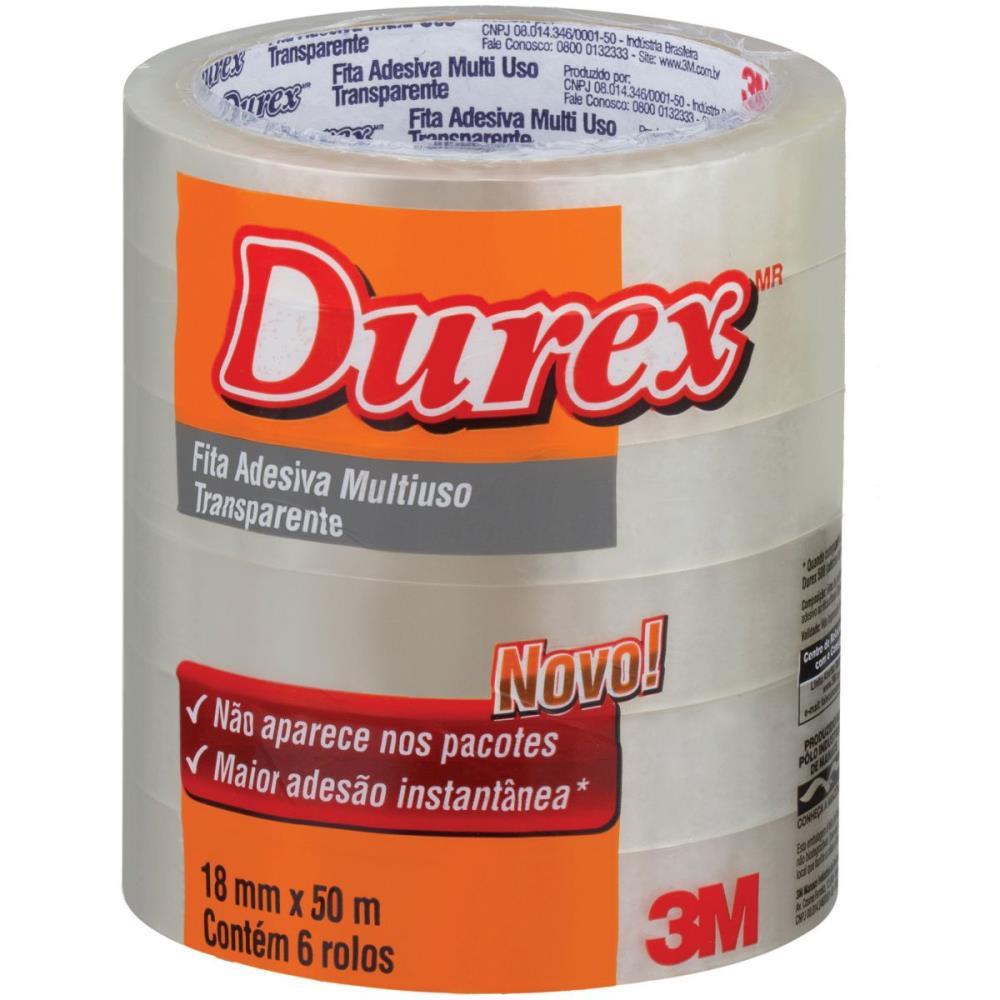 FITA ADESIVA DUREX TRANSPARENTE 18MMX50M. 3M UNIDADE